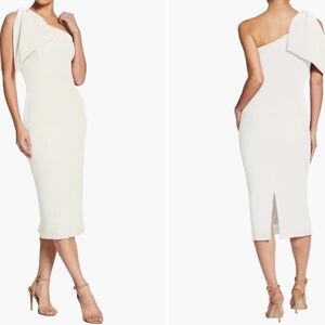 Dress the Population Asymmetrical White Sheath Midi Dress